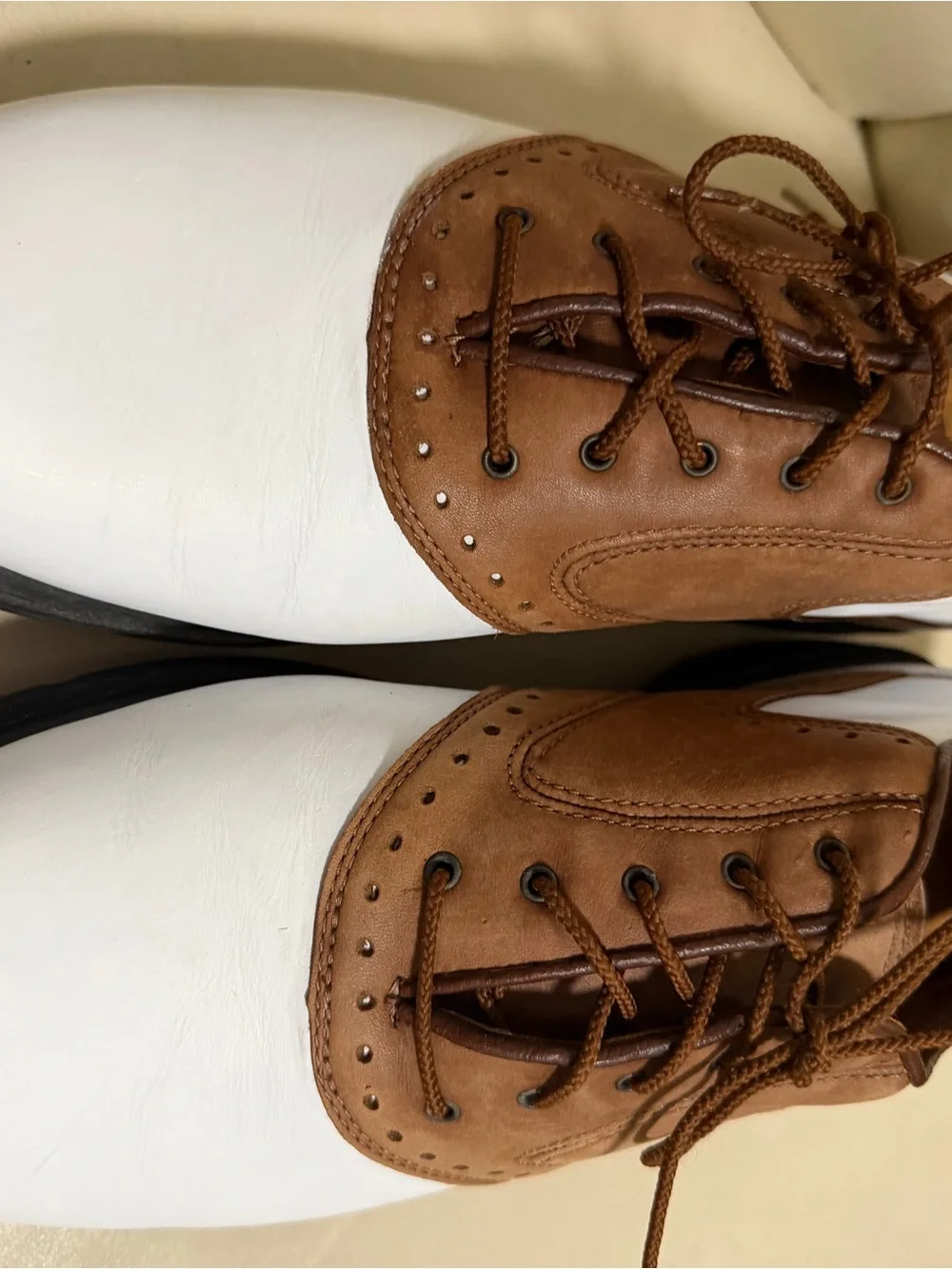 Nike White and Brown Wingtip Golf Oxfords